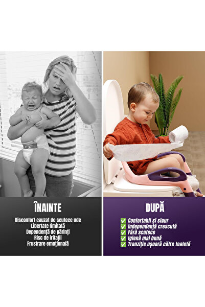 Pitikot Reductor WC copii Pitikot® cu scara si inaltator, Reglabil pe Inaltime, Pliabil si Portabil,