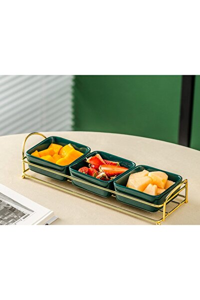 Trendy's Fruit tray, with three compartments, green-gold