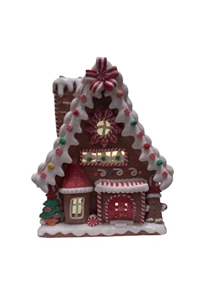 Vision XXI Căsuță decorativă mică cu lumini, imitație de turtă dulce cu acadele, Vision XXI, h=24cm