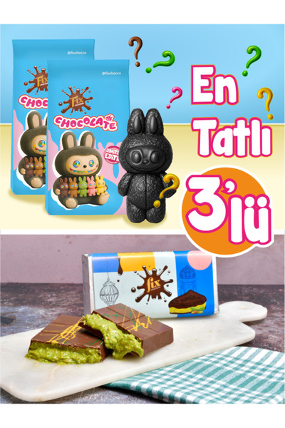 Fix 3'lü Sürpriz Çikolata Seti Gerçek Dubai Çikolatası ve 2 Adet Sürpriz Labu...