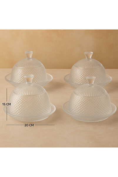 Dania Luxury Glass Serving Platter with Lid - 20 x 15 cm for elegantly storing and serving desserts and appetizers