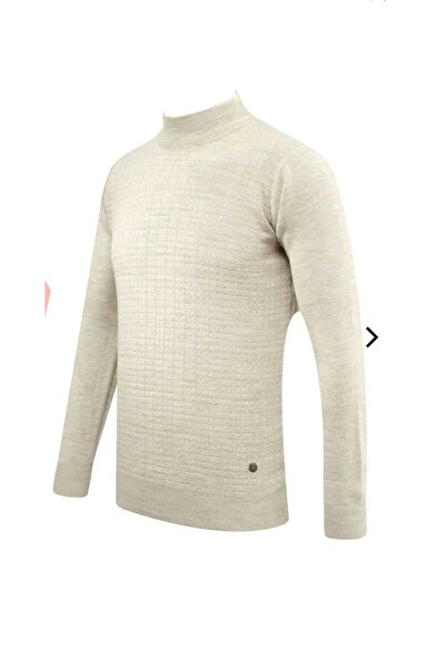 güncüoğlu Half Fisherman Self-Patterned Steel Knitted Men's Sweater