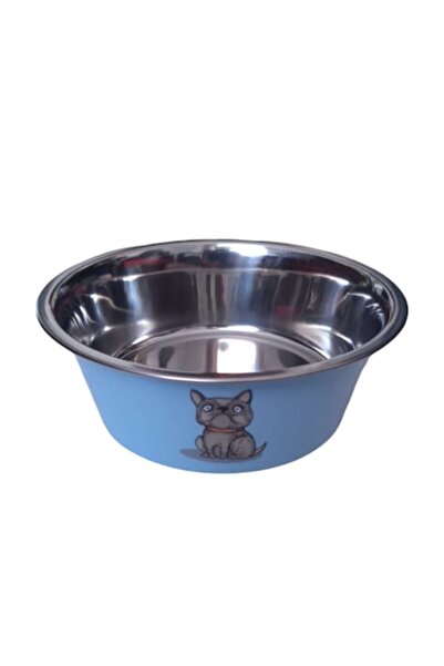 Vision XXI Castron Pentru Animale De Companie, Vision XXI, Inox, Antialunecare, Albastru Cu Desene, 17cm