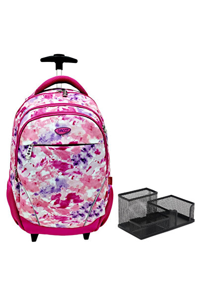 Daco Ghiozdan troler fete, Roz (44.5x34x18cm), GH4012 + suport de birou FLR