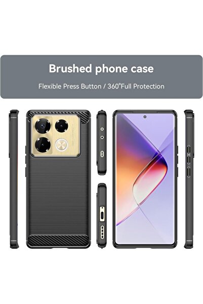 erorex Case Cover For Infinix Note 40 Pro+ 5G Carbon Fiber Brushed Texture Tpu Phone Case Black