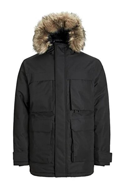 Jack & Jones Men's Wind Resistant Faux Fur Hooded Parka - Star