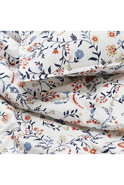 IKEA BRUDKRUSBÄR Duvet Cover and Pillowcase, White Multicolour/Floral Pattern