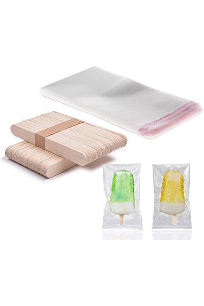 GOTA مجموعة من 400 قطعة من أعواد وأكياس المصاصات، 200 كيس مصاصات ثلج للاستخدا...