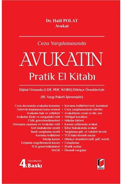 Adalet Yayınevi Ceza Yargılamasında Avukatın Pratik El Kitabı