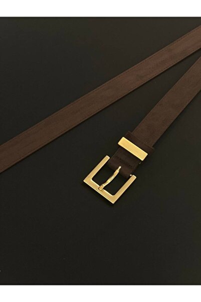 Fiori Süet Kare Tokalı Köprülü Kadın Kemeri, Pantolon Kemeri, Ceket Kemeri, Elbise Kemeri