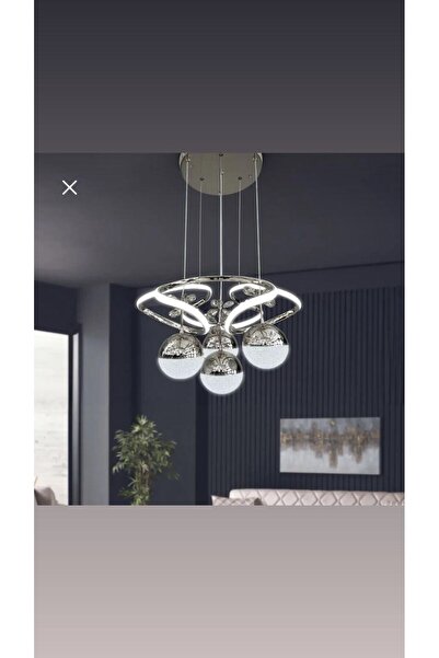 LİLLE AYDINLATMA Drone 4 Toplu 3 Renk Led Avize Büyük Salon Led Avize Kristal Taşlı Avize