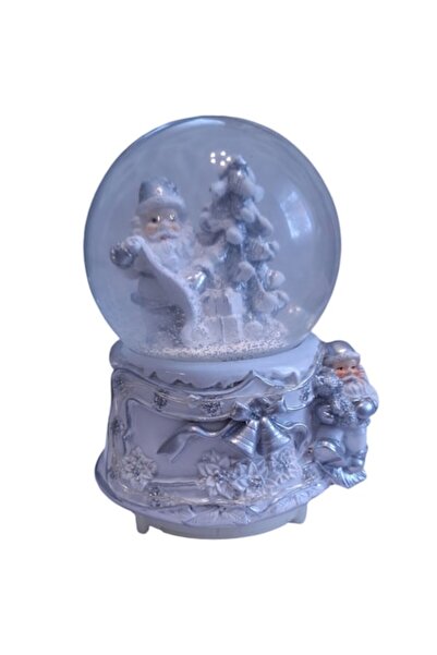Vision XXI Glob muzical cu lumini, zăpadă și Moș Crăciun, argintiu, Vision XXI, h=15cm, d=10cm