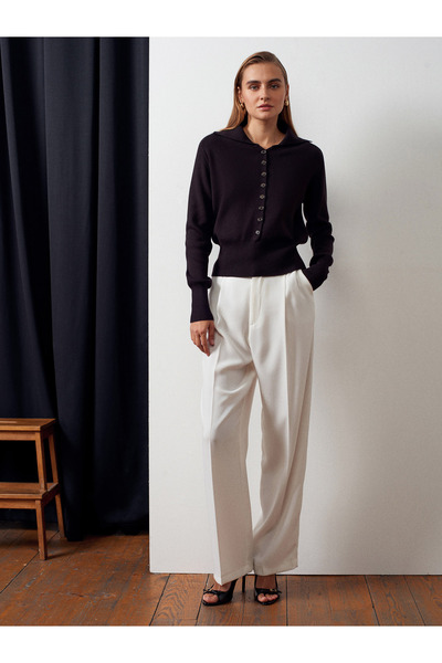 Dilvin 10816 Wool Blend Buttoned Knit Sweater
