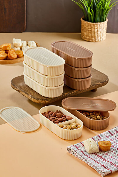 MİMOZA PARK 8 Covered Storage Containers with Dividers - 4 Divided Models, 4 Flat Models