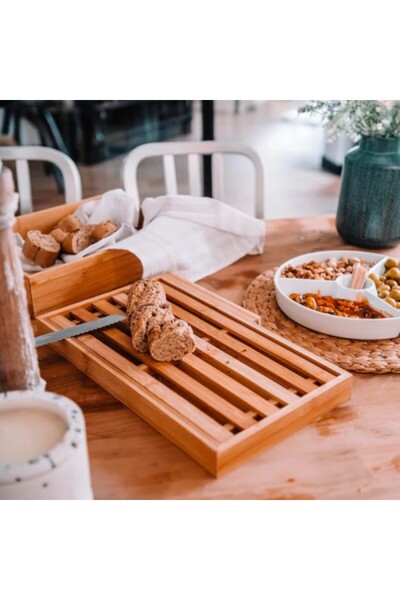 FİVE Bamboo bread slicer with knife compartment included, Five, 44x27 cm