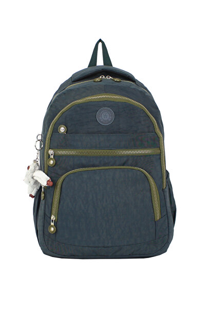 Dada Petrol Green Black School Bag with Side Pockets and Multiple Compartments