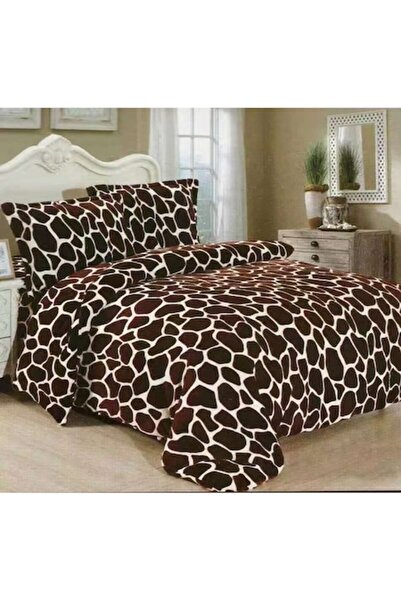OEM Premium Cocolino Bed Linen Set with Elastic, 4 Pieces, Double Bed, Brown with Stripes