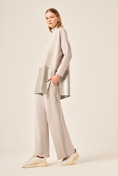 FTZ WOMEN طقم نسائي من الجلد بخيطين رمادي 30949