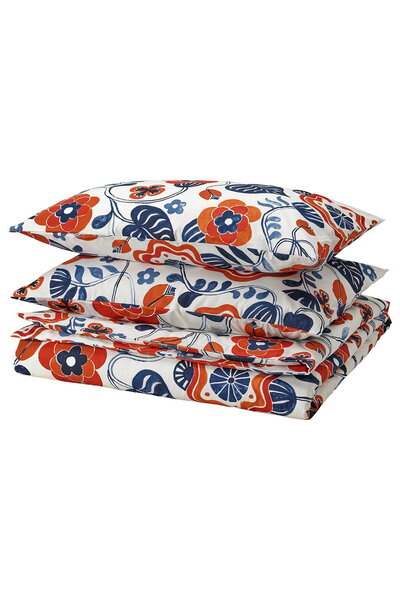 IKEA KANONVISKA Duvet cover and 2 pillowcases, white multicolour/floral pattern, 240 x 220/50 x 80 cm