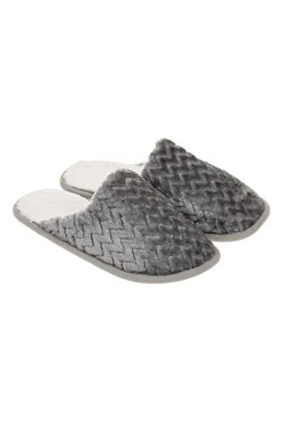 OEM Gray and Ecru Slippers with Faux Fur Zigzag Pattern for Women