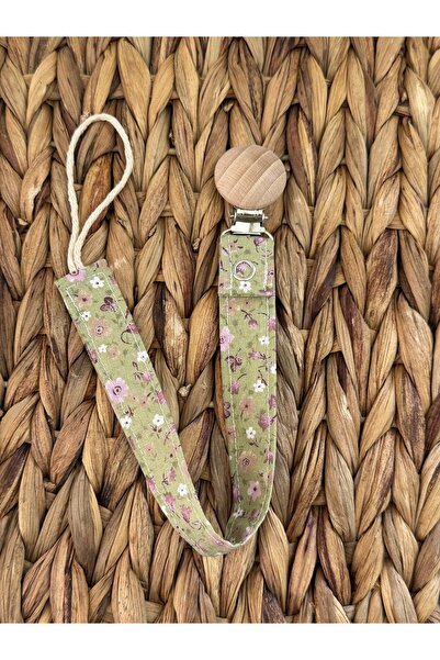 vikivin bebe حامل لهاية خشبي بنمط زهور مصنوع من مواد عضوية 100% مع مشبك