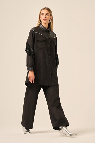 FTZ WOMEN طقم سكوبا سويدي مزدوج للنساء باللون الأسود 31232