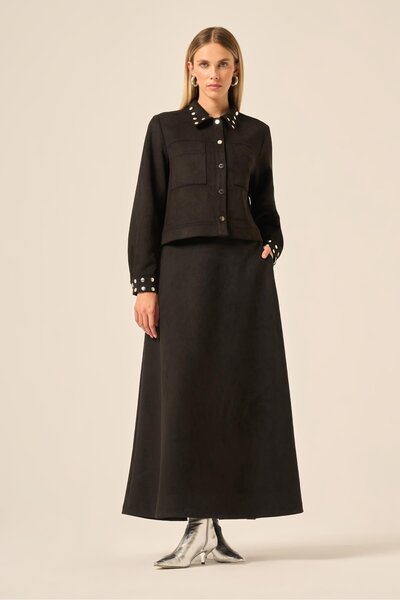 FTZ WOMEN Γυναικείο Σετ Φούστα και Σουέτ Μαύρο 31230