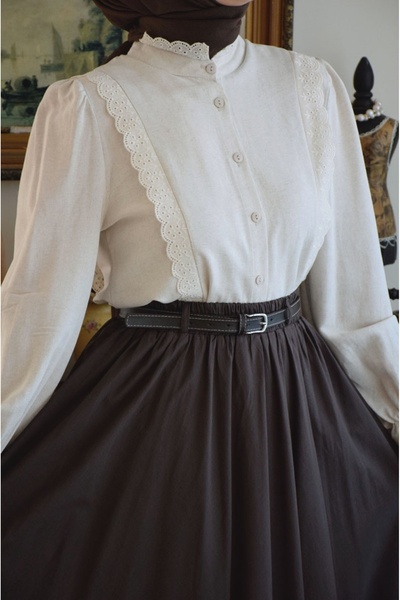 EMİNOS BUTİK Vintage Model Keten Gömlek