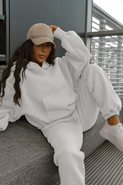 CMZ COLLECTİON Set de trening unisex supradimensionat cu 3 fire – Hanorac cu ...