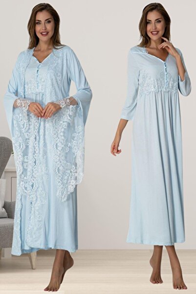 Lohusa Homewear Set de 2 cămăși de noapte pentru femei, cu mâneci prințesă, d...