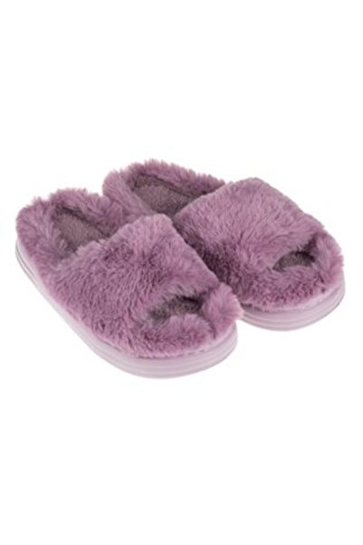 OEM Papuci de damă din blană artificială, liliac