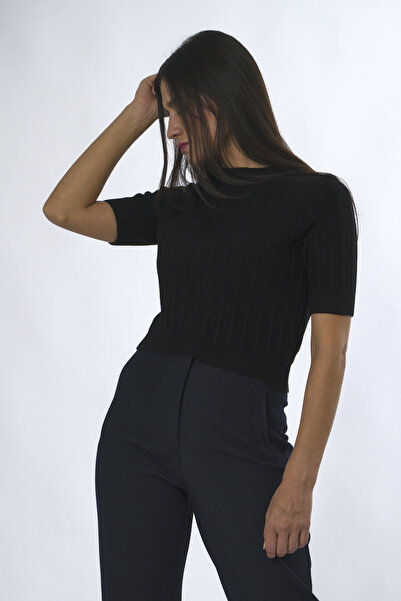 ABBRA Γυναικείο πουλόβερ με κοντό μανίκι με μονό κορδόνι