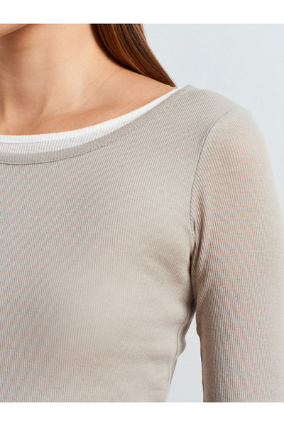 Dilvin 32053 Double Layer 100% Cotton Top-Open Çagla