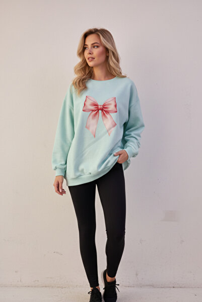 KOZİA OUTDOORS Γυναικείο φούτερ με στάμπα με ροζ κορδέλα, μοντέρνο oversized