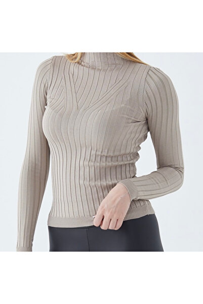 PELMA MODA Balıktı yaka vizon triko