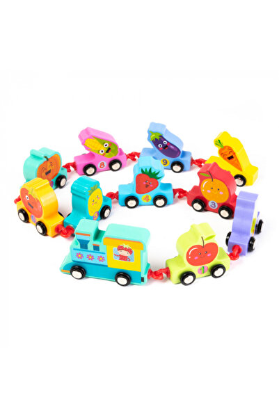 Nurio Wooden Train with Wagons - Fruits and Vegetables -