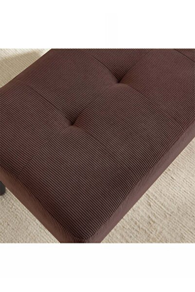 ESMART Modern Design Velvet Upholstered Ottoman Bench, Steel legs , Brown - 100L x 45H x 36D x 13T cm