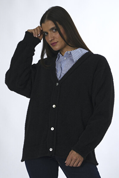 ABBRA Women's Bearded 4 Button Cardigan