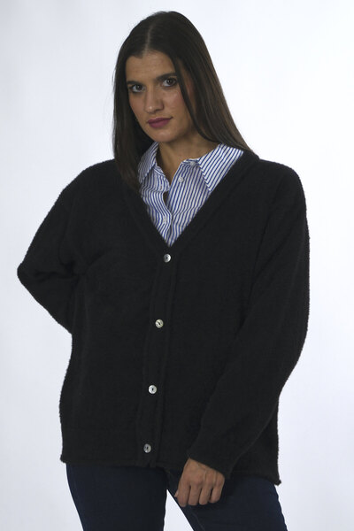 ABBRA Women's Bearded 4 Button Cardigan