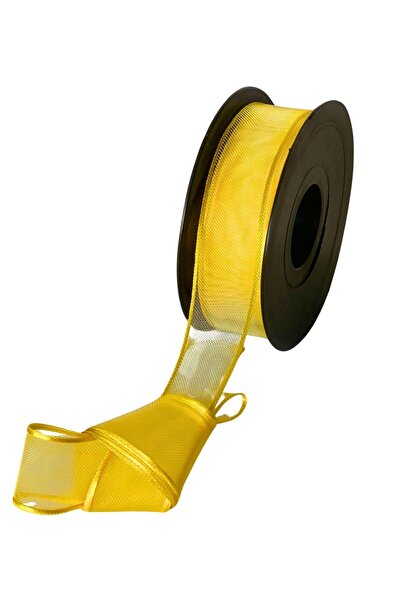 EL İŞİ DİY CRAFT Yellow Chiffon Tulle Fabric Ribbon 2 cm X 20 Meters Handcraf...