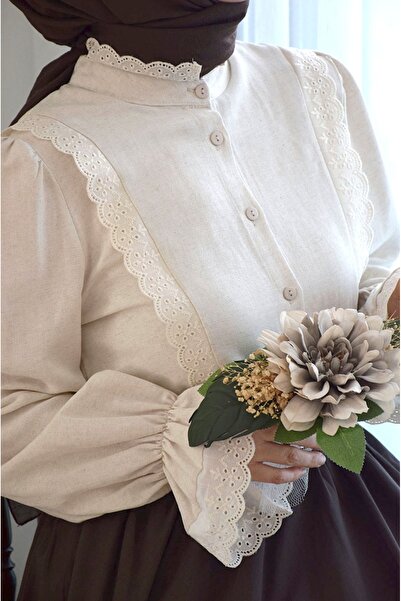 EMİNOS BUTİK Vintage Model Keten Gömlek