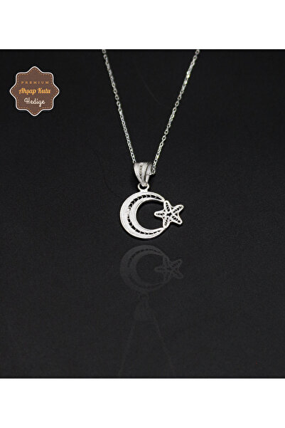 Midyat Nurtaş Gümüş Ay Yıldız Küçük Boy Model 925 Ayar Saf Gümüş Telkari Kadı...