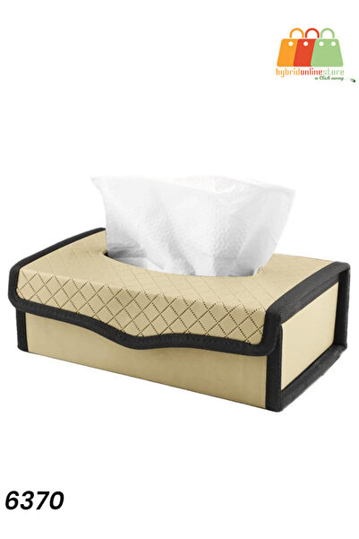 Generic Premium PU Leather Tissue Box Holder with Magnetic Closure, Foldable Design – Model 6370 beige