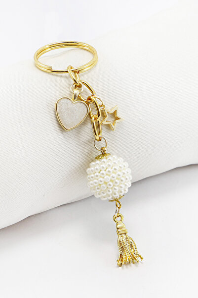 biuti سلسلة مفاتيح على شكل قلب من خرز التوت الأسود اللؤلؤي، زينة لتزيين حقائب الهدايا