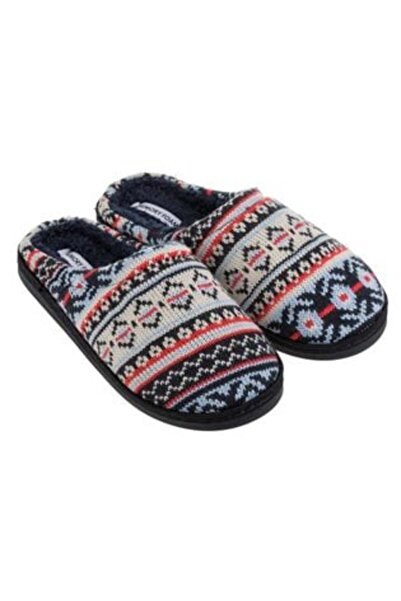 Silver Star Winter Slippers with Jacquard Pattern Blue White Red for Men