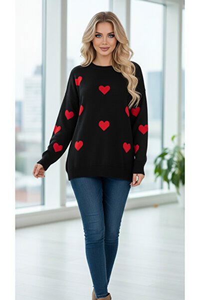 ASEZ BUTİK ❄️ Winter Series- Heart Embroidered Oversize Knit Sweater-4 Differ...