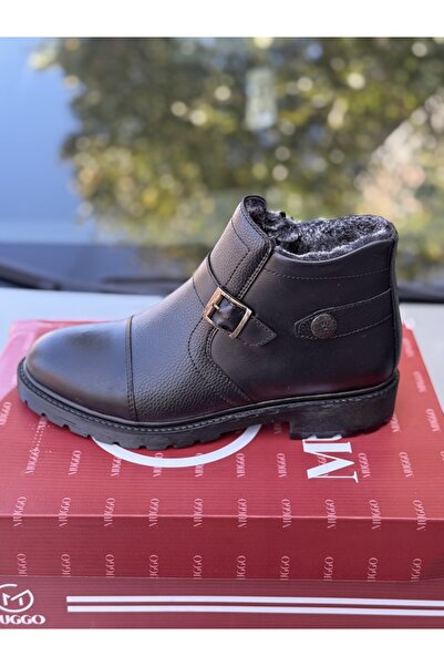 DostumGiyim Deri Erkek Kışlık Günlük Kürklü Fermuarlı Bot