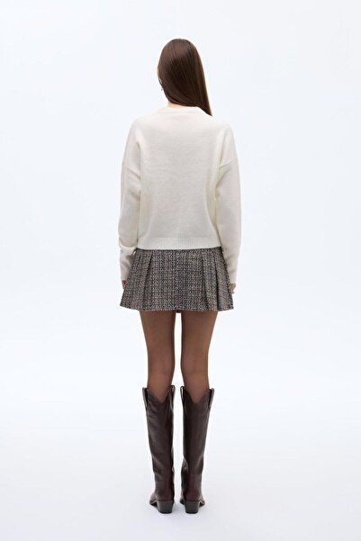 Shoe Box By Quzu Quzu 00906 Women's Text Detailed Knitwear Sweater