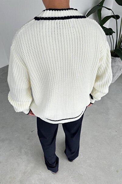 HAFKAGİYİM Ecru Premium Design Relaxed Knitted Cardigan