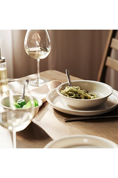 IKEA DAGGASTER Deep plate, dotted/light beige, 19 cm